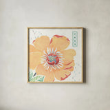 Happy Meadow VIII by Daphne Brissonnet. Shown in a natural wood glass frame for a timeless modern aesthetic. Available as an archival giclee rolled canvas, fine art paper, or poster print. SKU 74039a.
