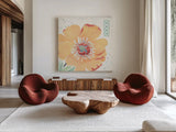 Happy Meadow VIII by Daphne Brissonnet. Shown as extra-large giant wall art in a modern living room. Available as an archival giclee rolled canvas, fine art paper, or poster print. SKU 74039a.