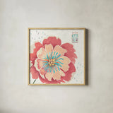 Happy Meadow X by Daphne Brissonnet. Shown in a natural wood glass frame for a timeless modern aesthetic. Available as an archival giclee rolled canvas, fine art paper, or poster print. SKU 74041a.