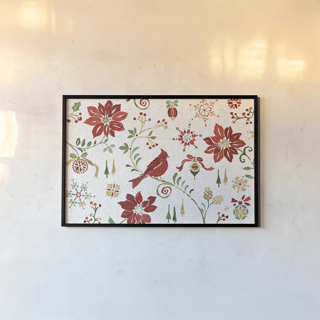 Holiday Impressions I by Daphne Brissonnet. shown as a paper print in a black flame. Available as a archival giclee rolled canvas, fine art paper, or poster print. SKU 31961i.