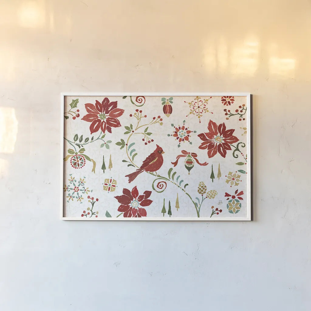 Holiday Impressions I by Daphne Brissonnet. shown as a paper print in a white frame. Available as a archival giclee rolled canvas, fine art paper, or poster print. SKU 31961i.