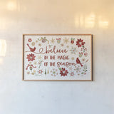 Holiday Impressions II by Daphne Brissonnet. shown as a paper print in a natural frame. Available as a archival giclee rolled canvas, fine art paper, or poster print. SKU 31962i.