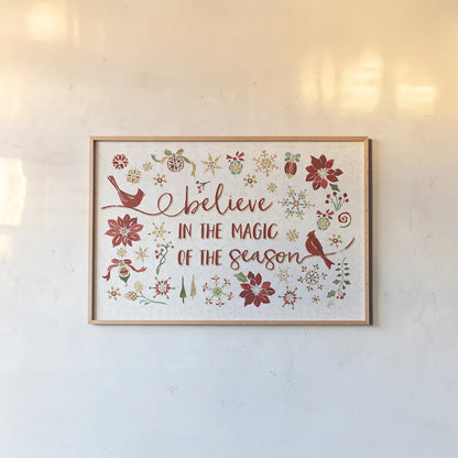 Holiday Impressions II by Daphne Brissonnet. shown as a paper print in a natural frame. Available as a archival giclee rolled canvas, fine art paper, or poster print. SKU 31962i.