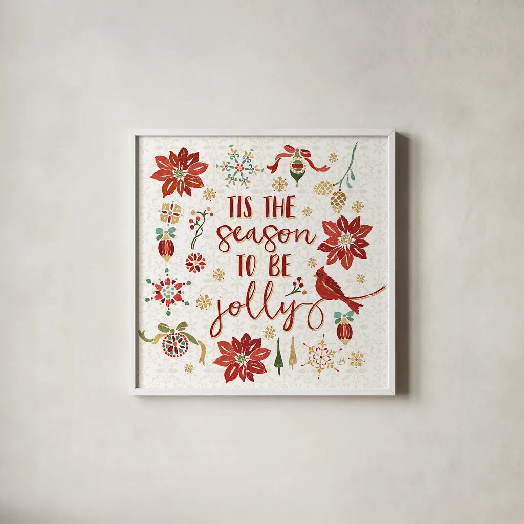 Holiday Impressions IV by Daphne Brissonnet. Shown in a crisp white glass frame for a clean and minimalist style. Available as an archival giclee rolled canvas, fine art paper, or poster print. SKU 31964a.