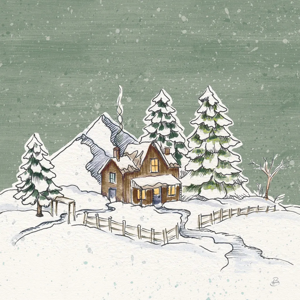 Holiday Toile Cabin Neutral Crop by Daphne Brissonnet. SKU 59721a. Archival Giclee Fine art print for wall decor.