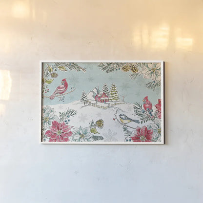 Holiday Toile I by Daphne Brissonnet. shown as a paper print in a white frame. Available as a archival giclee rolled canvas, fine art paper, or poster print. SKU 53537i.