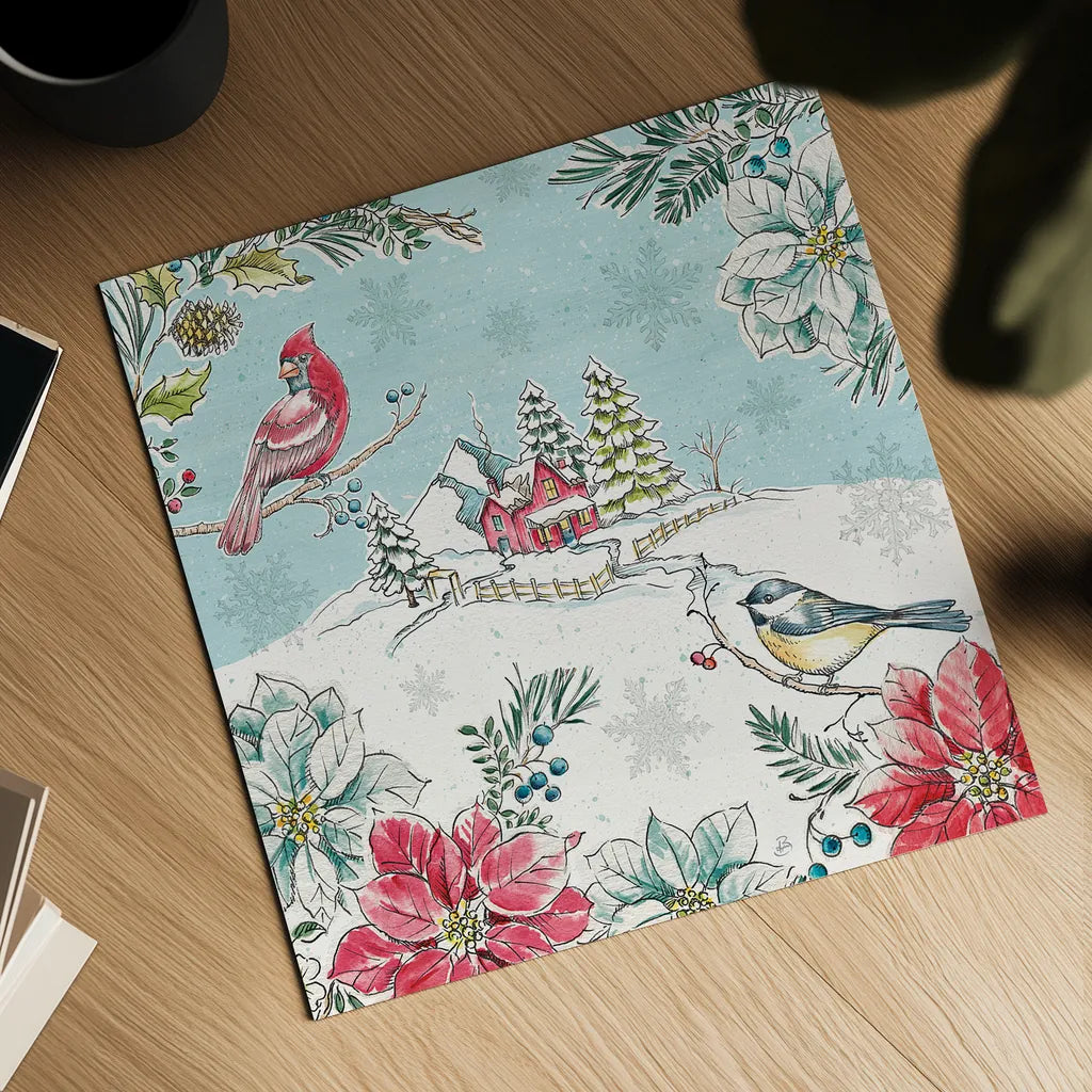 Holiday Toile II by Daphne Brissonnet. Shown as a detailed flat fine art print, highlighting archival giclee quality. Available as an archival giclee rolled canvas, fine art paper, or poster print. SKU 53538a.