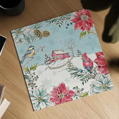 Holiday Toile III by Daphne Brissonnet. Shown as a detailed flat fine art print, highlighting archival giclee quality. Available as an archival giclee rolled canvas, fine art paper, or poster print. SKU 53539a.