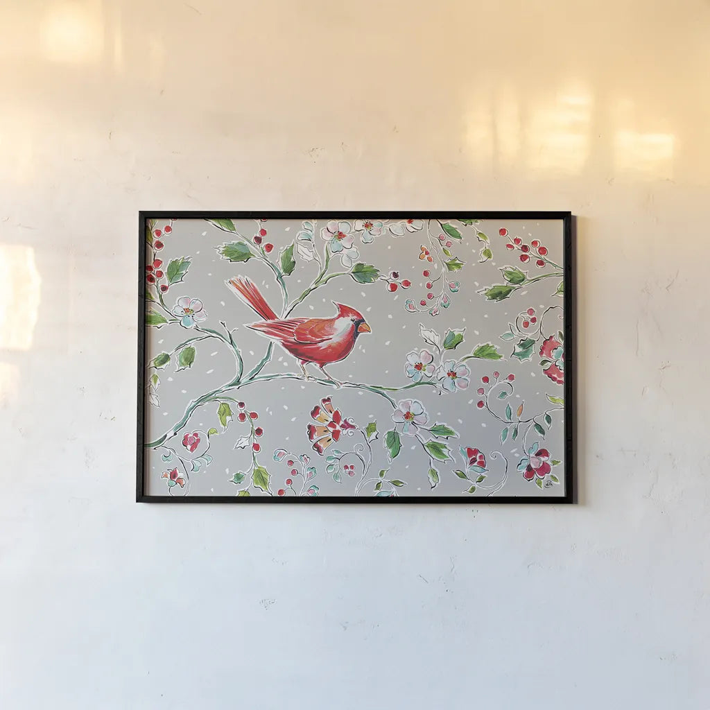 Holiday Wings I by Daphne Brissonnet. shown as a paper print in a black flame. Available as a archival giclee rolled canvas, fine art paper, or poster print. SKU 36737i.