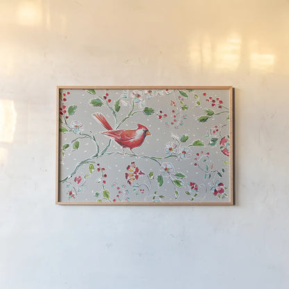 Holiday Wings I by Daphne Brissonnet. shown as a paper print in a natural frame. Available as a archival giclee rolled canvas, fine art paper, or poster print. SKU 36737i.
