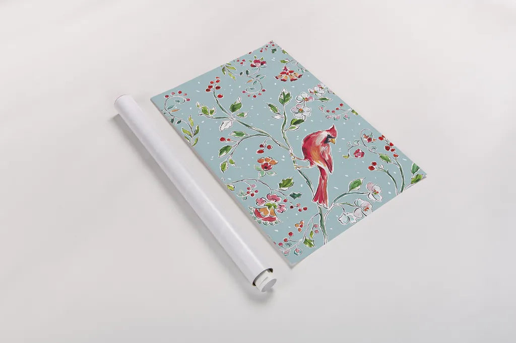 Holiday Wings II Blue by Daphne Brissonnet. shown as a rolled paper print. Available as archival giclee rolled canvas, fine art paper, or poster print. SKU 36748i.