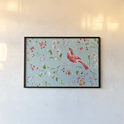 Holiday Wings II Blue by Daphne Brissonnet. shown as a paper print in a black flame. Available as a archival giclee rolled canvas, fine art paper, or poster print. SKU 36748i.