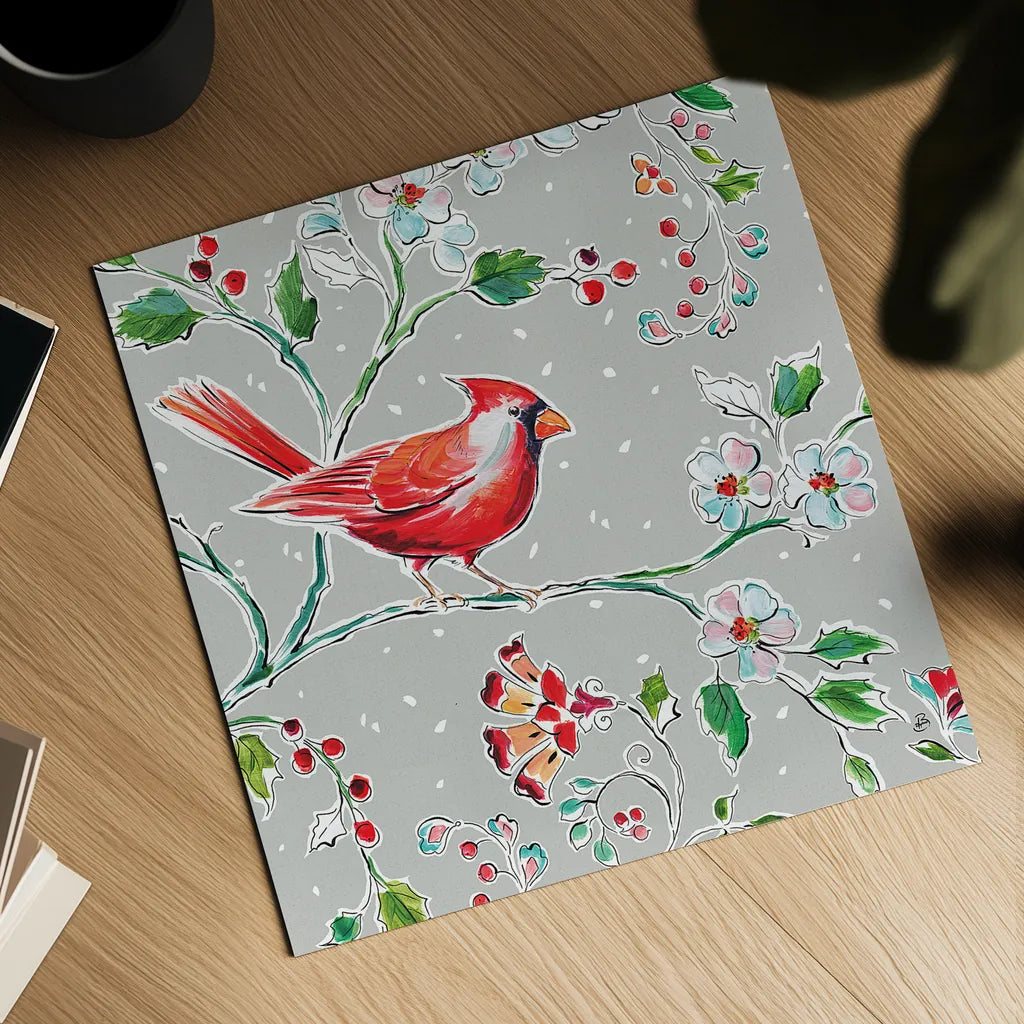 Holiday Wings III by Daphne Brissonnet. Shown as a detailed flat fine art print, highlighting archival giclee quality. Available as an archival giclee rolled canvas, fine art paper, or poster print. SKU 36739a.