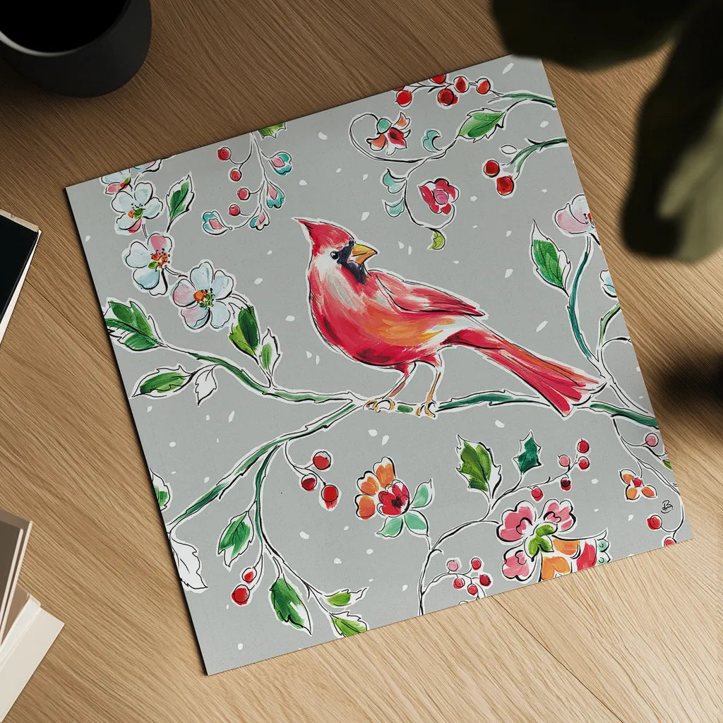 Holiday Wings IV by Daphne Brissonnet. Shown as a detailed flat fine art print, highlighting archival giclee quality. Available as an archival giclee rolled canvas, fine art paper, or poster print. SKU 36740a.