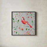 Holiday Wings IV by Daphne Brissonnet. Shown in a sleek black glass frame for a contemporary gallery look. Available as an archival giclee rolled canvas, fine art paper, or poster print. SKU 36740a.