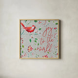 Holiday Wings V by Daphne Brissonnet. Shown in a natural wood glass frame for a timeless modern aesthetic. Available as an archival giclee rolled canvas, fine art paper, or poster print. SKU 36741a.