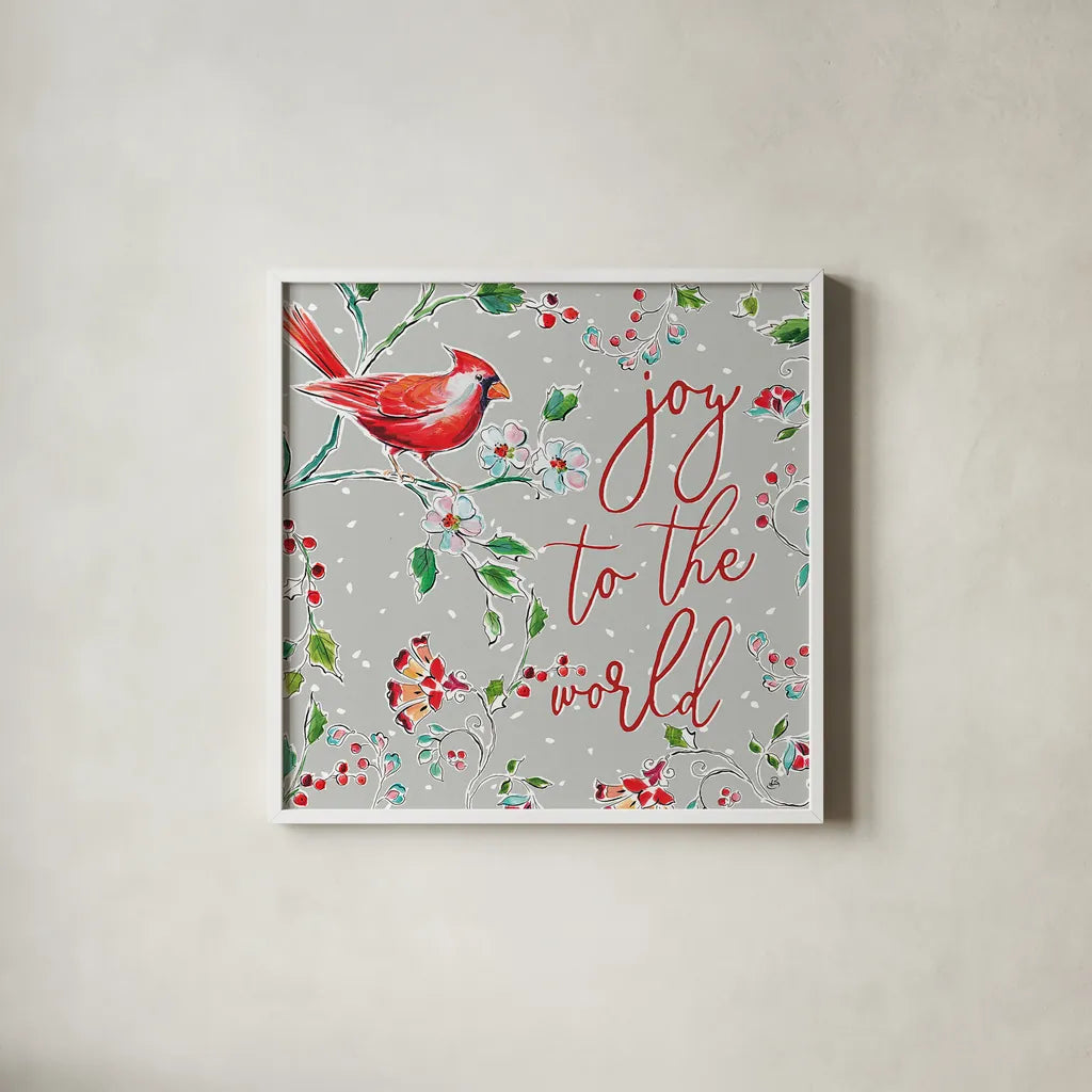 Holiday Wings V by Daphne Brissonnet. Shown in a crisp white glass frame for a clean and minimalist style. Available as an archival giclee rolled canvas, fine art paper, or poster print. SKU 36741a.