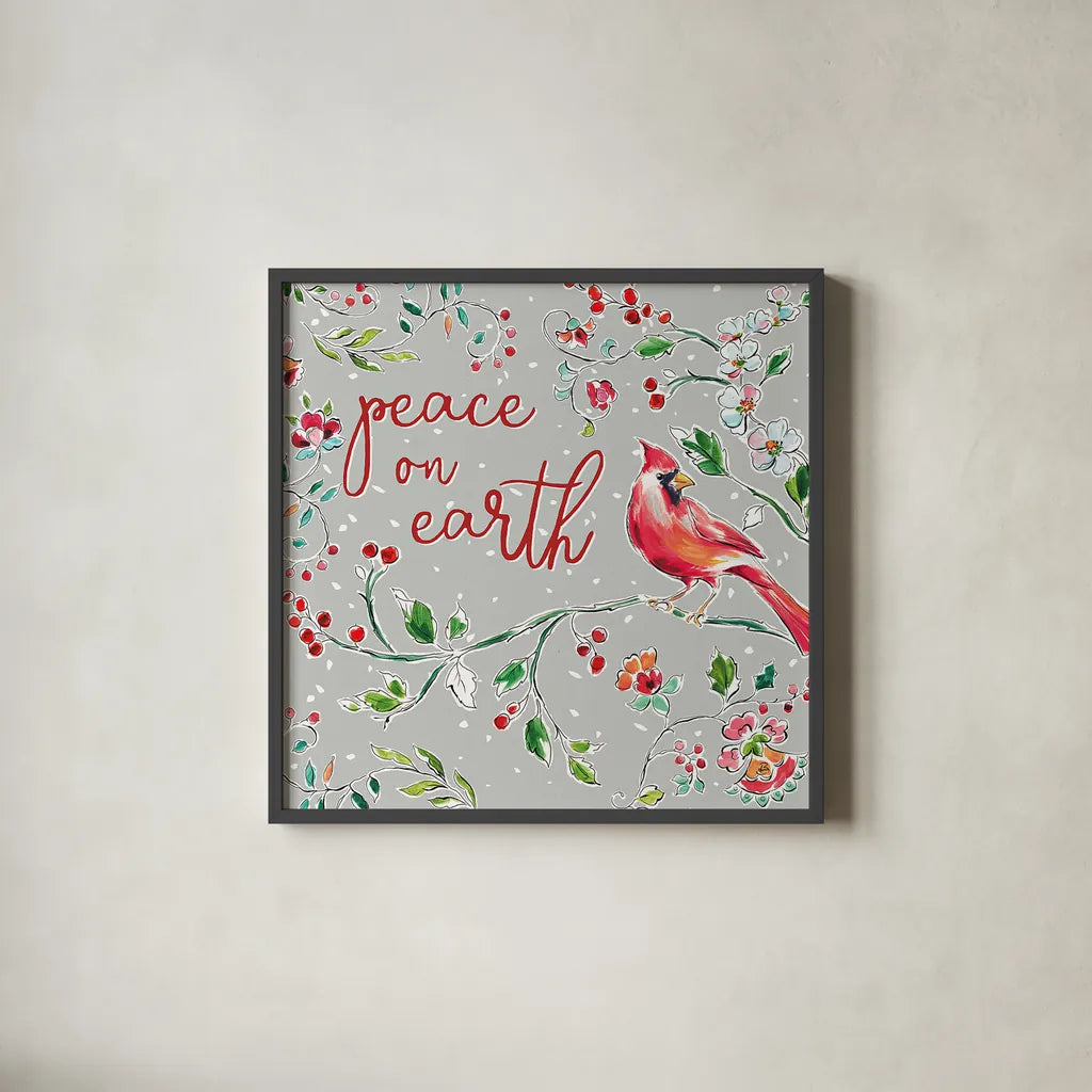 Holiday Wings VI by Daphne Brissonnet. Shown in a sleek black glass frame for a contemporary gallery look. Available as an archival giclee rolled canvas, fine art paper, or poster print. SKU 36742a.