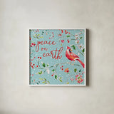 Holiday Wings VI Blue by Daphne Brissonnet. Shown in a crisp white glass frame for a clean and minimalist style. Available as an archival giclee rolled canvas, fine art paper, or poster print. SKU 36752a.