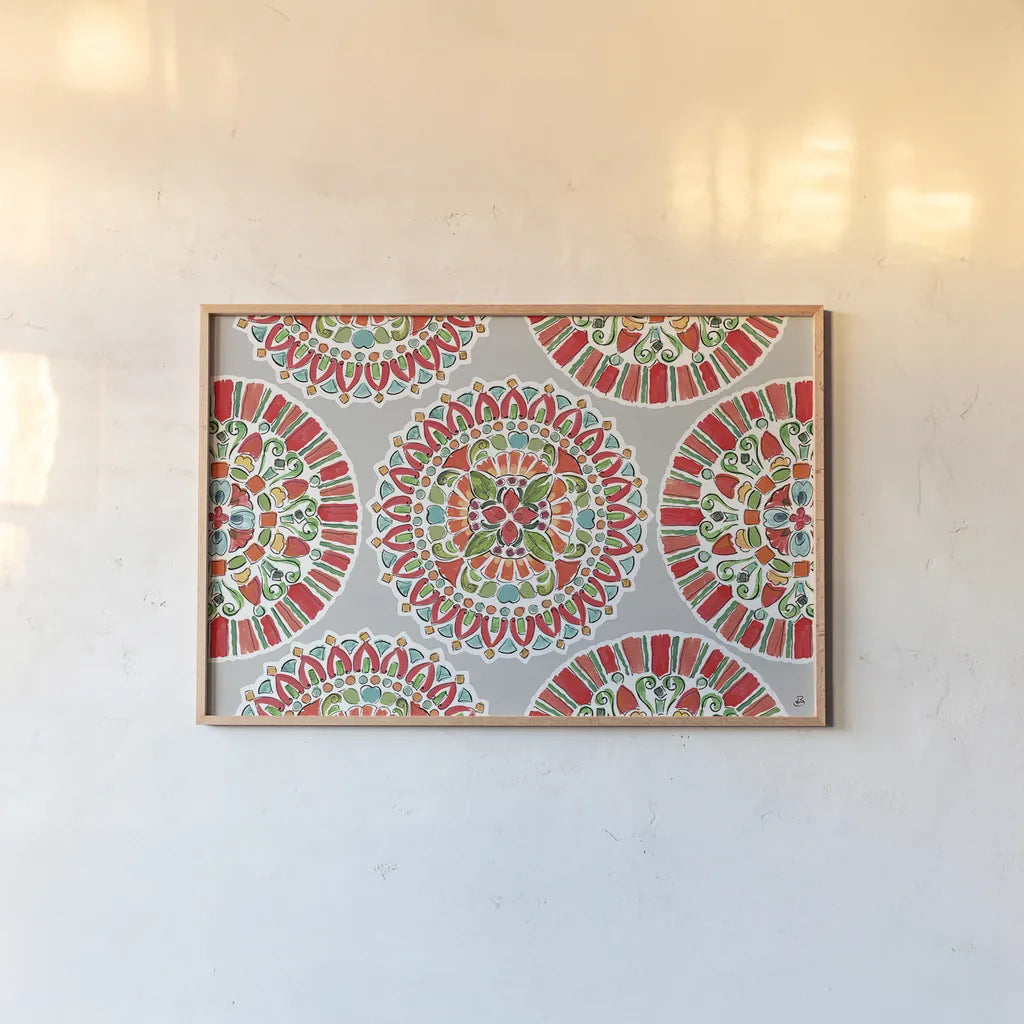 Holiday Wings VII by Daphne Brissonnet. shown as a paper print in a natural frame. Available as a archival giclee rolled canvas, fine art paper, or poster print. SKU 36743i.