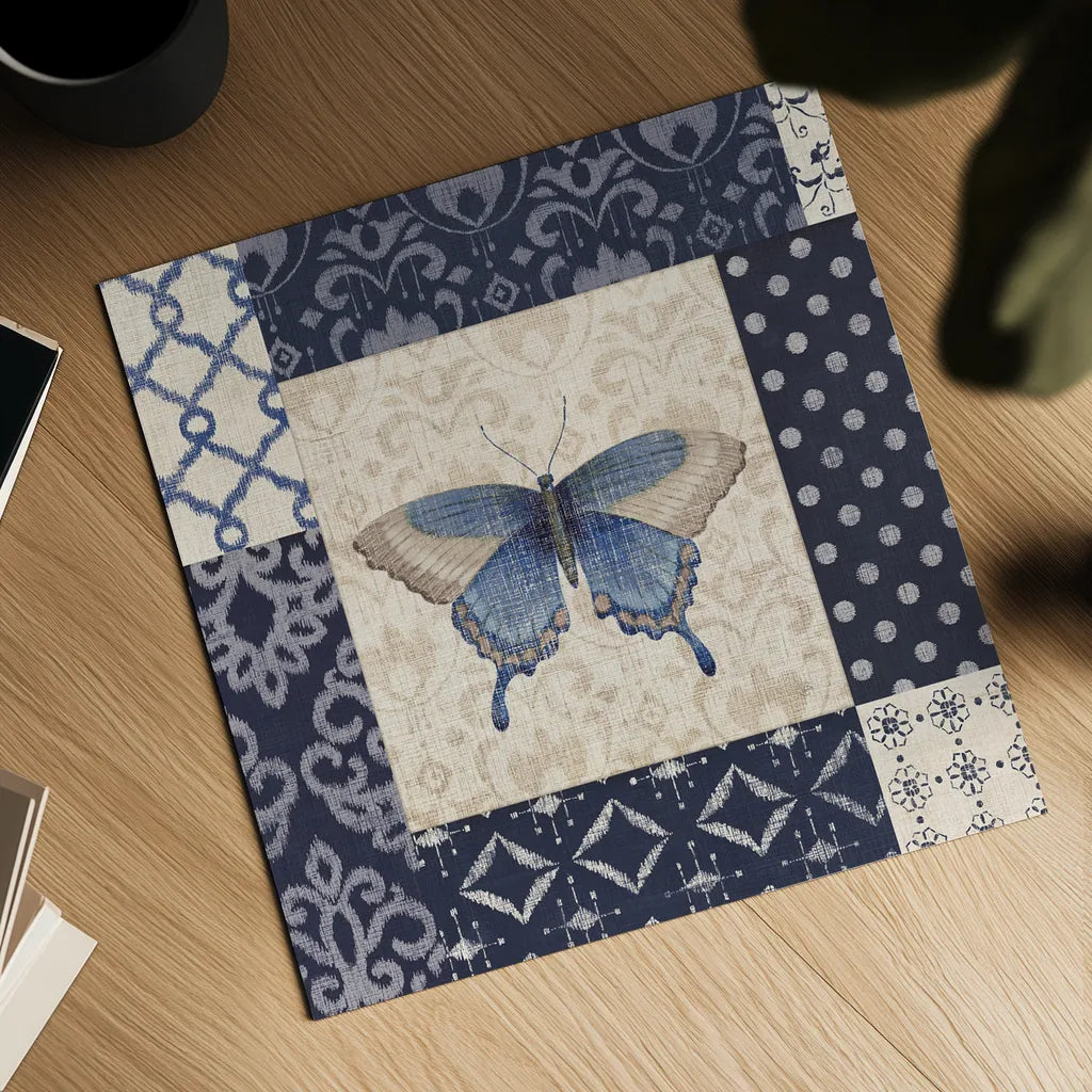 Indigo Nature I by Daphne Brissonnet. Shown as a detailed flat fine art print, highlighting archival giclee quality. Available as an archival giclee rolled canvas, fine art paper, or poster print. SKU 11860a.