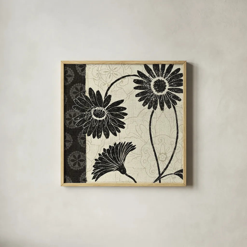 Influence I by Daphne Brissonnet. Shown in a natural wood glass frame for a timeless modern aesthetic. Available as an archival giclee rolled canvas, fine art paper, or poster print. SKU 6566a.