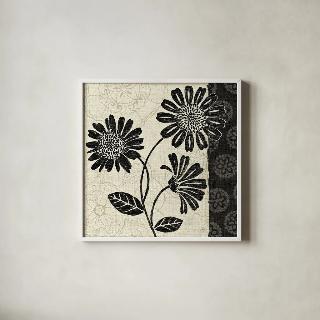 Influence II by Daphne Brissonnet. Shown in a crisp white glass frame for a clean and minimalist style. Available as an archival giclee rolled canvas, fine art paper, or poster print. SKU 6567a.