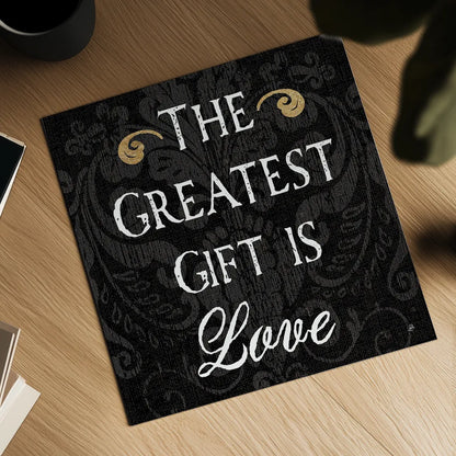 Inspirational Collage I on Black by Daphne Brissonnet. Shown as a detailed flat fine art print, highlighting archival giclee quality. Available as an archival giclee rolled canvas, fine art paper, or poster print. SKU 28604a.