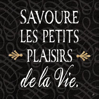 Inspirational Collage II French on Black by Daphne Brissonnet. SKU 28848a. Archival Giclee Fine art print for wall decor.