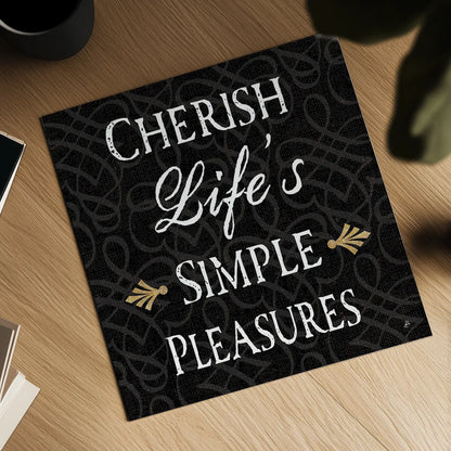 Inspirational Collage II on Black by Daphne Brissonnet. Shown as a detailed flat fine art print, highlighting archival giclee quality. Available as an archival giclee rolled canvas, fine art paper, or poster print. SKU 28605a.