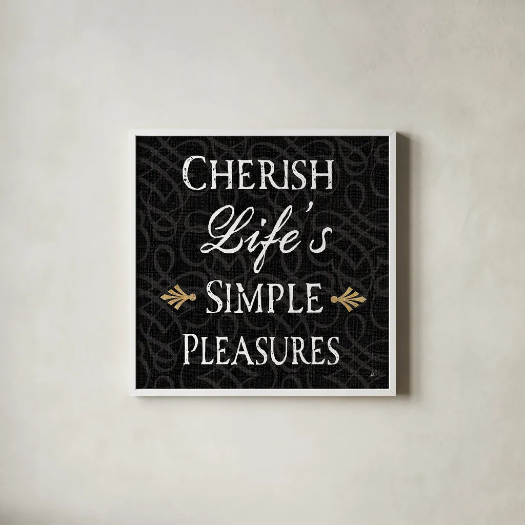 Inspirational Collage II on Black by Daphne Brissonnet. Shown in a crisp white glass frame for a clean and minimalist style. Available as an archival giclee rolled canvas, fine art paper, or poster print. SKU 28605a.