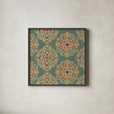 Kolam IE by Daphne Brissonnet. Shown in a sleek black glass frame for a contemporary gallery look. Available as an archival giclee rolled canvas, fine art paper, or poster print. SKU 24919a.
