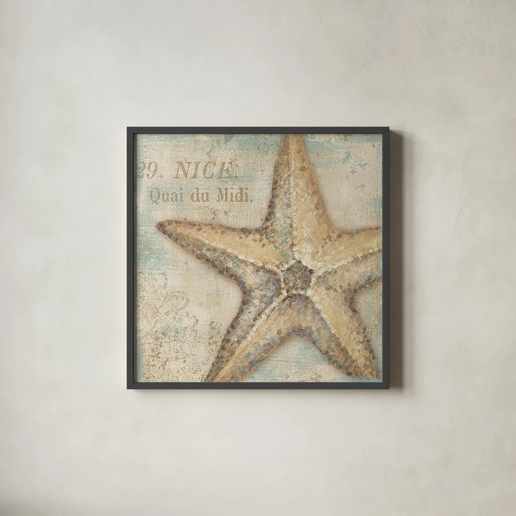 La Plage II by Daphne Brissonnet. Shown in a sleek black glass frame for a contemporary gallery look. Available as an archival giclee rolled canvas, fine art paper, or poster print. SKU 1682a.