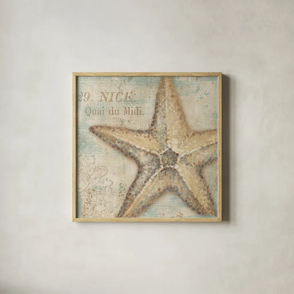 La Plage II by Daphne Brissonnet. Shown in a natural wood glass frame for a timeless modern aesthetic. Available as an archival giclee rolled canvas, fine art paper, or poster print. SKU 1682a.