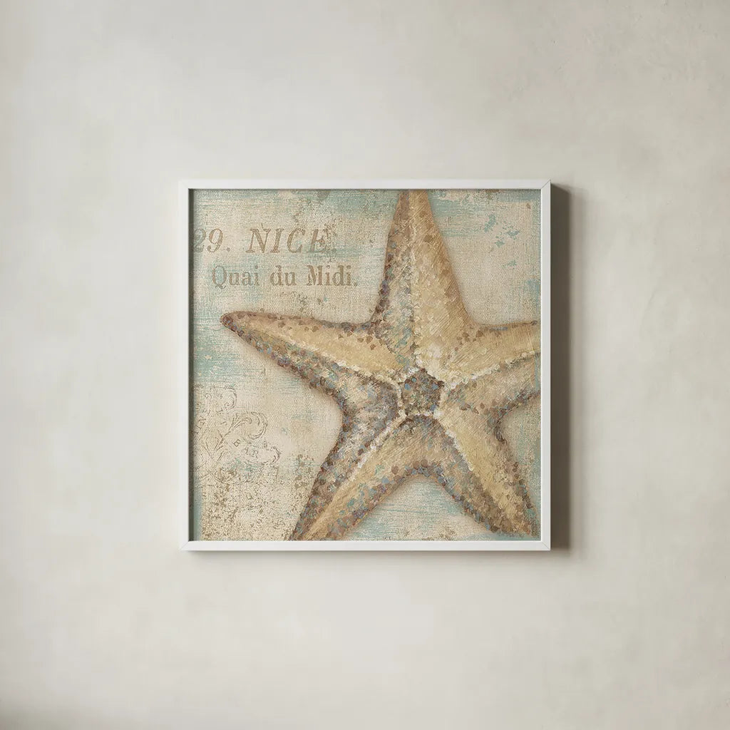 La Plage II by Daphne Brissonnet. Shown in a crisp white glass frame for a clean and minimalist style. Available as an archival giclee rolled canvas, fine art paper, or poster print. SKU 1682a.