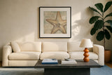 La Plage II by Daphne Brissonnet. Displayed in a glass frame with matte in a clean modern living room. Available as an archival giclee rolled canvas, fine art paper, or poster print. SKU 1682a.
