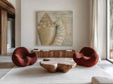 La Plage III by Daphne Brissonnet. Shown as extra-large giant wall art in a modern living room. Available as an archival giclee rolled canvas, fine art paper, or poster print. SKU 1683a.