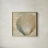 La Plage IV by Daphne Brissonnet. Shown in a natural wood glass frame for a timeless modern aesthetic. Available as an archival giclee rolled canvas, fine art paper, or poster print. SKU 1684a.