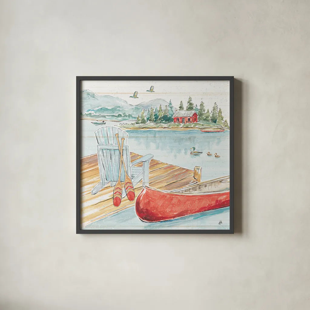 Lake Moments III by Daphne Brissonnet. Shown in a sleek black glass frame for a contemporary gallery look. Available as an archival giclee rolled canvas, fine art paper, or poster print. SKU 38930a.