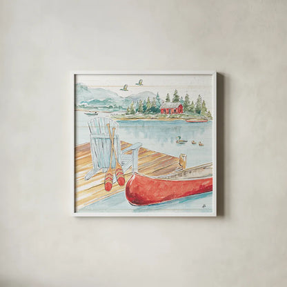 Lake Moments III by Daphne Brissonnet. Shown in a crisp white glass frame for a clean and minimalist style. Available as an archival giclee rolled canvas, fine art paper, or poster print. SKU 38930a.
