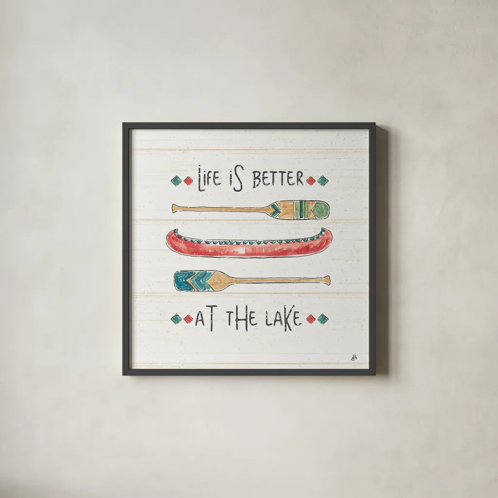 Lake Moments V by Daphne Brissonnet. Shown in a sleek black glass frame for a contemporary gallery look. Available as an archival giclee rolled canvas, fine art paper, or poster print. SKU 38932a.