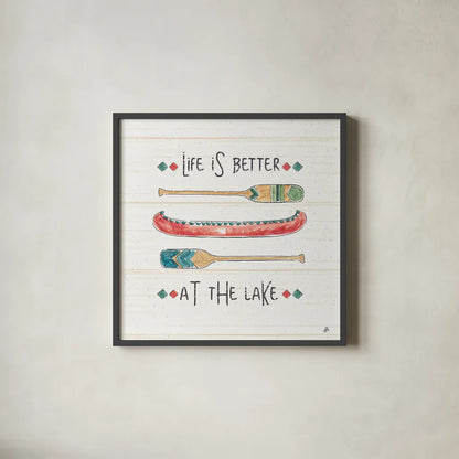 Lake Moments V by Daphne Brissonnet. Shown in a sleek black glass frame for a contemporary gallery look. Available as an archival giclee rolled canvas, fine art paper, or poster print. SKU 38932a.