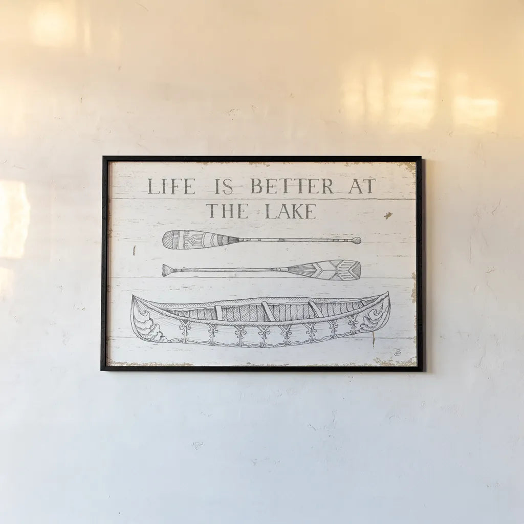 Lake Sketches II by Daphne Brissonnet. shown as a paper print in a black flame. Available as a archival giclee rolled canvas, fine art paper, or poster print. SKU 54080i.