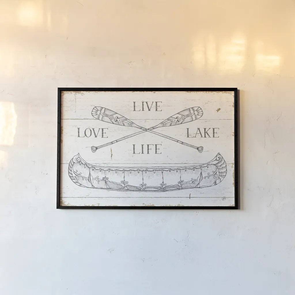 Lake Sketches III by Daphne Brissonnet. shown as a paper print in a black flame. Available as a archival giclee rolled canvas, fine art paper, or poster print. SKU 54081i.