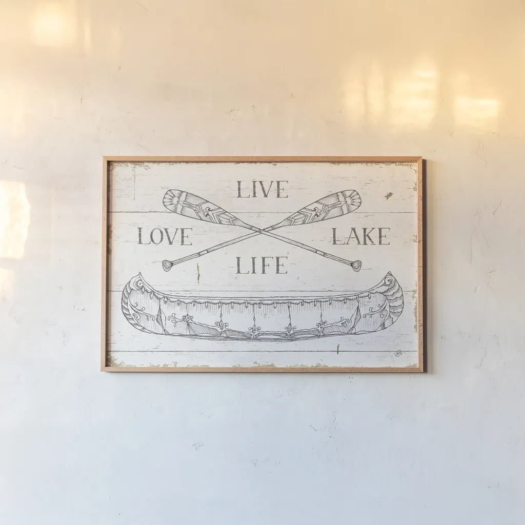 Lake Sketches III by Daphne Brissonnet. shown as a paper print in a natural frame. Available as a archival giclee rolled canvas, fine art paper, or poster print. SKU 54081i.