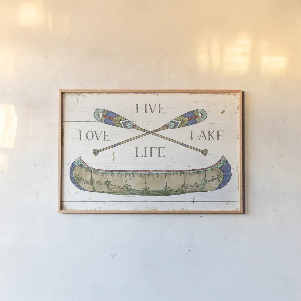 Lake Sketches III Color by Daphne Brissonnet. shown as a paper print in a natural frame. Available as a archival giclee rolled canvas, fine art paper, or poster print. SKU 56855i.