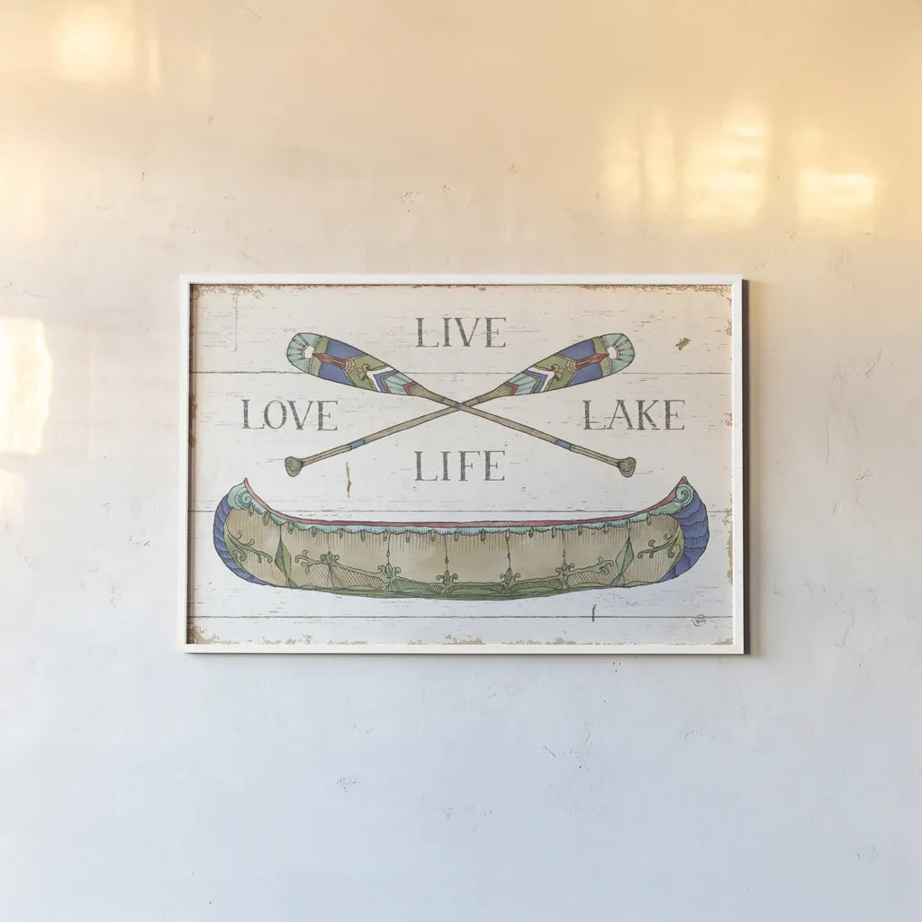 Lake Sketches III Color by Daphne Brissonnet. shown as a paper print in a white frame. Available as a archival giclee rolled canvas, fine art paper, or poster print. SKU 56855i.