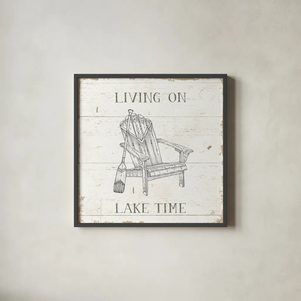 Lake Sketches IV by Daphne Brissonnet. Shown in a sleek black glass frame for a contemporary gallery look. Available as an archival giclee rolled canvas, fine art paper, or poster print. SKU 54082a.