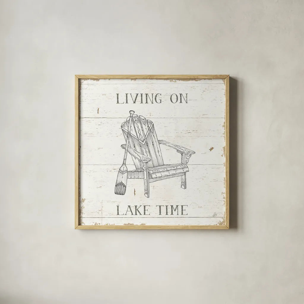 Lake Sketches IV by Daphne Brissonnet. Shown in a natural wood glass frame for a timeless modern aesthetic. Available as an archival giclee rolled canvas, fine art paper, or poster print. SKU 54082a.