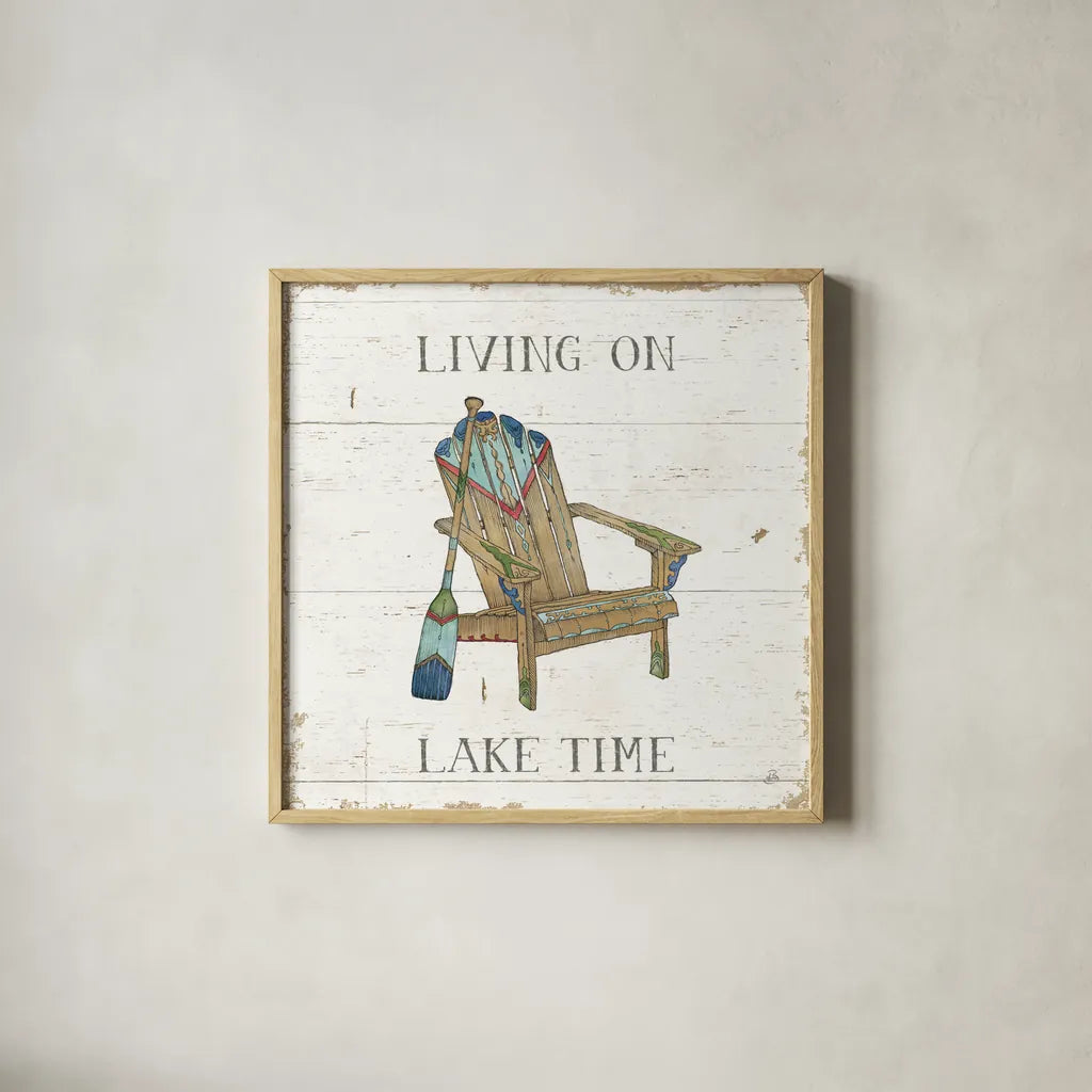 Lake Sketches IV Color by Daphne Brissonnet. Shown in a natural wood glass frame for a timeless modern aesthetic. Available as an archival giclee rolled canvas, fine art paper, or poster print. SKU 56856a.